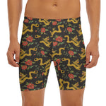Embroidery Chinese Dragon Pattern Print Men's Long Boxer Briefs