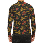 Embroidery Chinese Dragon Pattern Print Men's Long Sleeve Rash Guard