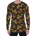 Embroidery Chinese Dragon Pattern Print Men's Long Sleeve T-Shirt