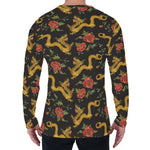 Embroidery Chinese Dragon Pattern Print Men's Long Sleeve T-Shirt