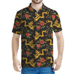Embroidery Chinese Dragon Pattern Print Men's Polo Shirt
