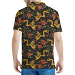 Embroidery Chinese Dragon Pattern Print Men's Polo Shirt