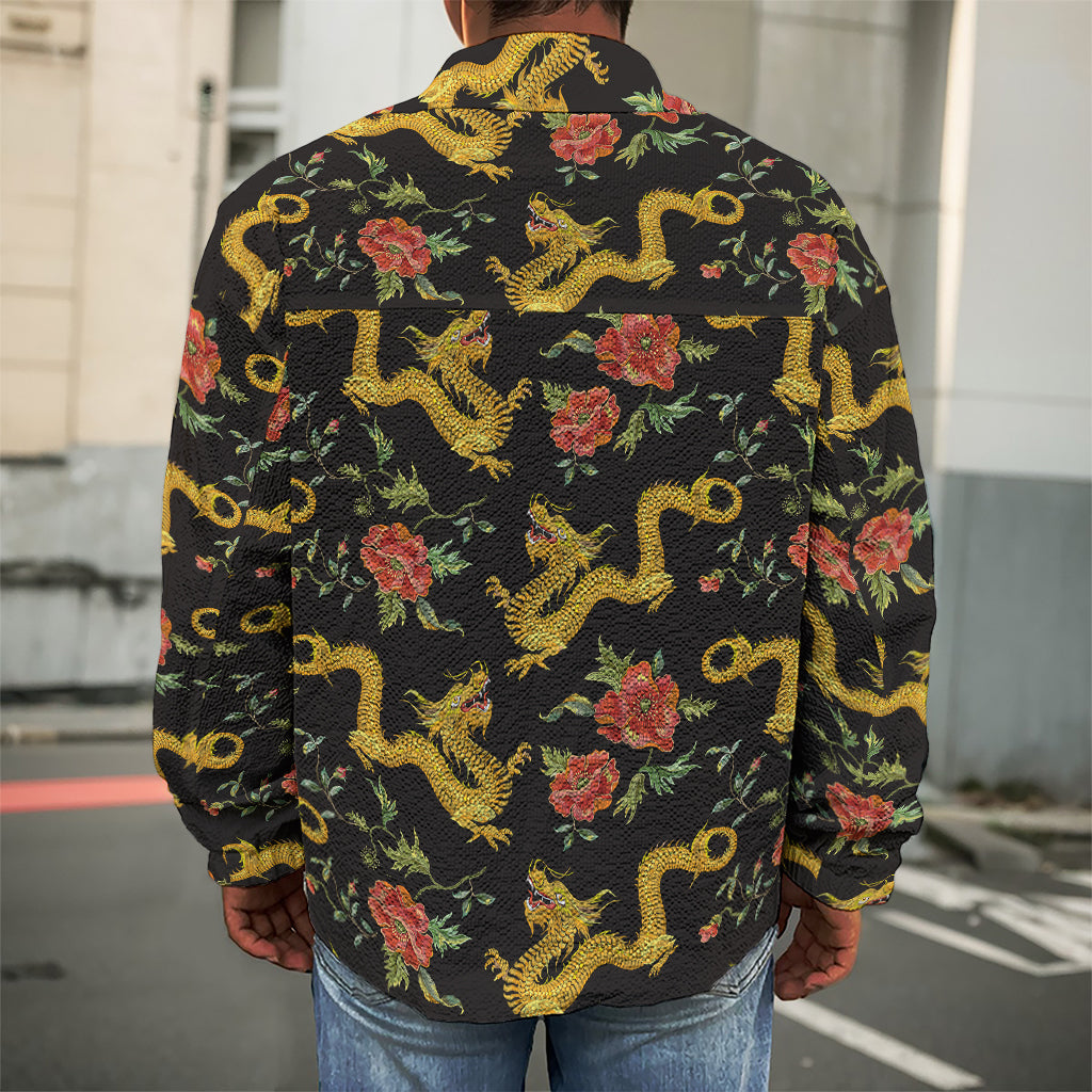 Embroidery Chinese Dragon Pattern Print Men's Shirt Jacket