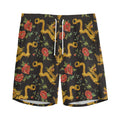 Embroidery Chinese Dragon Pattern Print Men's Athletic Shorts