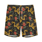 Embroidery Chinese Dragon Pattern Print Men's Sports Shorts