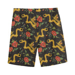 Embroidery Chinese Dragon Pattern Print Men's Sports Shorts