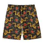 Embroidery Chinese Dragon Pattern Print Men's Swim Trunks