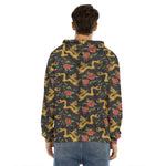 Embroidery Chinese Dragon Pattern Print Men's Velvet Pullover Hoodie