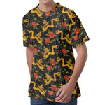 Embroidery Chinese Dragon Pattern Print Men's Velvet T-Shirt