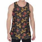 Embroidery Chinese Dragon Pattern Print Men's Velvet Tank Top