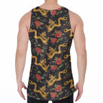 Embroidery Chinese Dragon Pattern Print Men's Velvet Tank Top