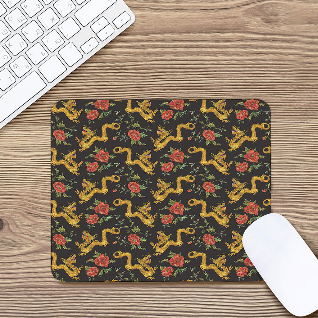 Embroidery Chinese Dragon Pattern Print Mouse Pad
