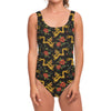 Embroidery Chinese Dragon Pattern Print One Piece Swimsuit