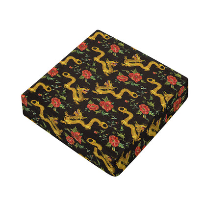 Embroidery Chinese Dragon Pattern Print Outdoor Seat Cushion Cover