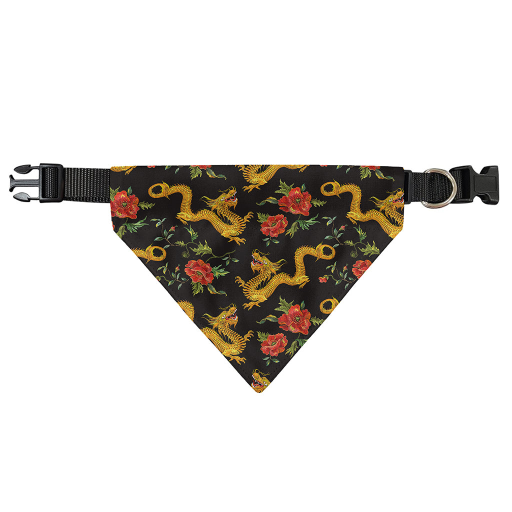 Embroidery Chinese Dragon Pattern Print Over The Collar Dog Bandana