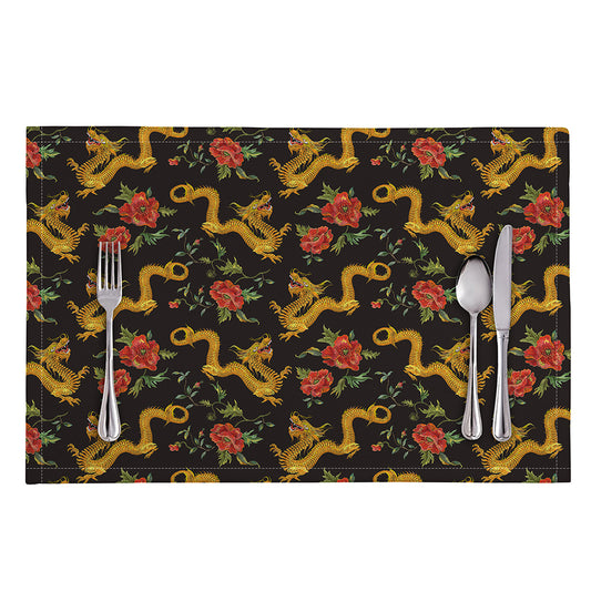 Embroidery Chinese Dragon Pattern Print Placemat