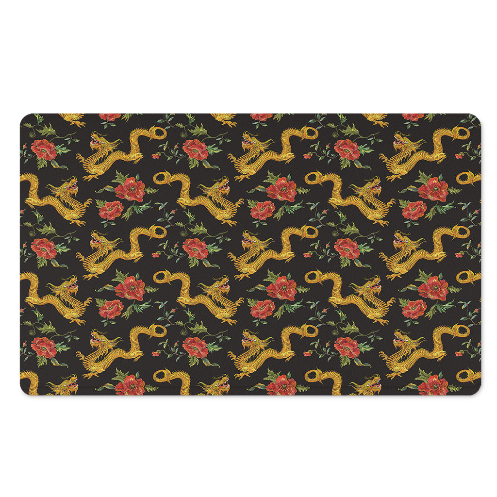Embroidery Chinese Dragon Pattern Print Polyester Doormat