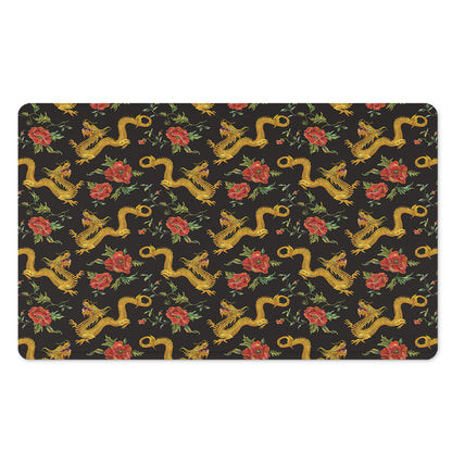 Embroidery Chinese Dragon Pattern Print Polyester Doormat
