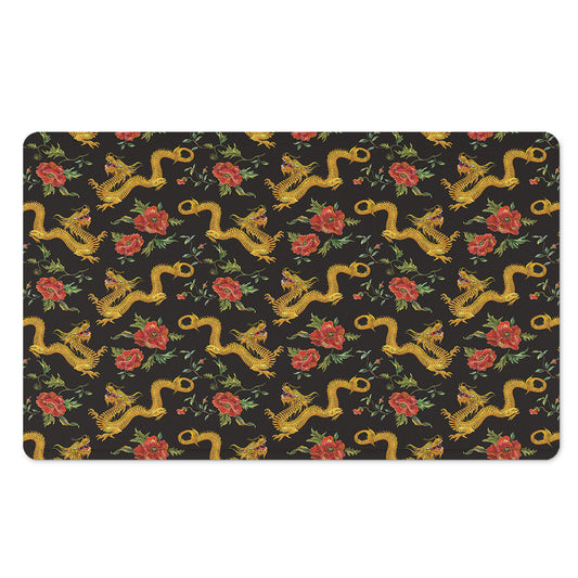 Embroidery Chinese Dragon Pattern Print Polyester Doormat