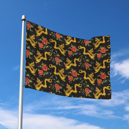Embroidery Chinese Dragon Pattern Print Polyester Flag