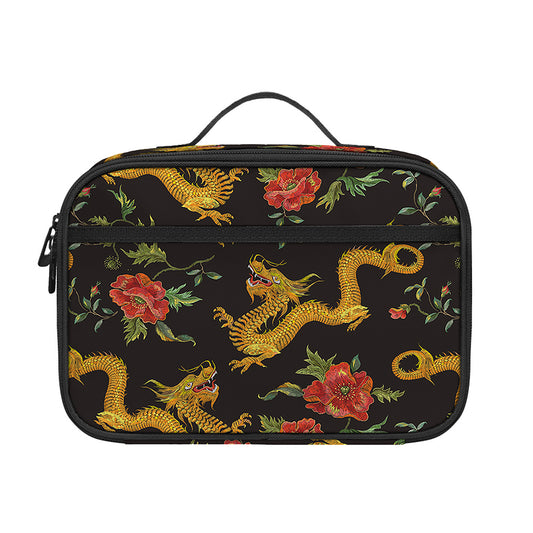 Embroidery Chinese Dragon Pattern Print Portable Lunch Bag
