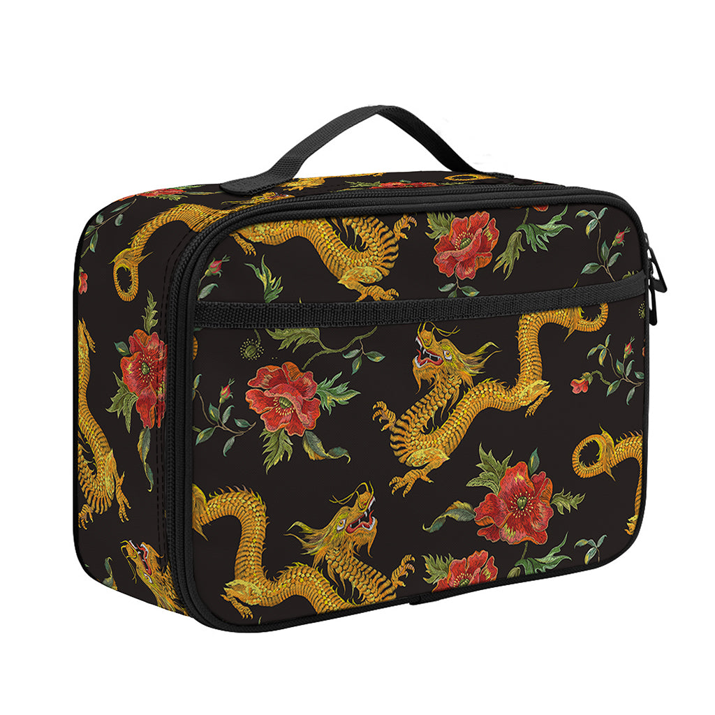 Embroidery Chinese Dragon Pattern Print Portable Lunch Bag