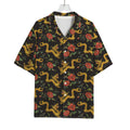 Embroidery Chinese Dragon Pattern Print Rayon Hawaiian Shirt