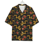 Embroidery Chinese Dragon Pattern Print Rayon Hawaiian Shirt
