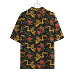 Embroidery Chinese Dragon Pattern Print Rayon Hawaiian Shirt