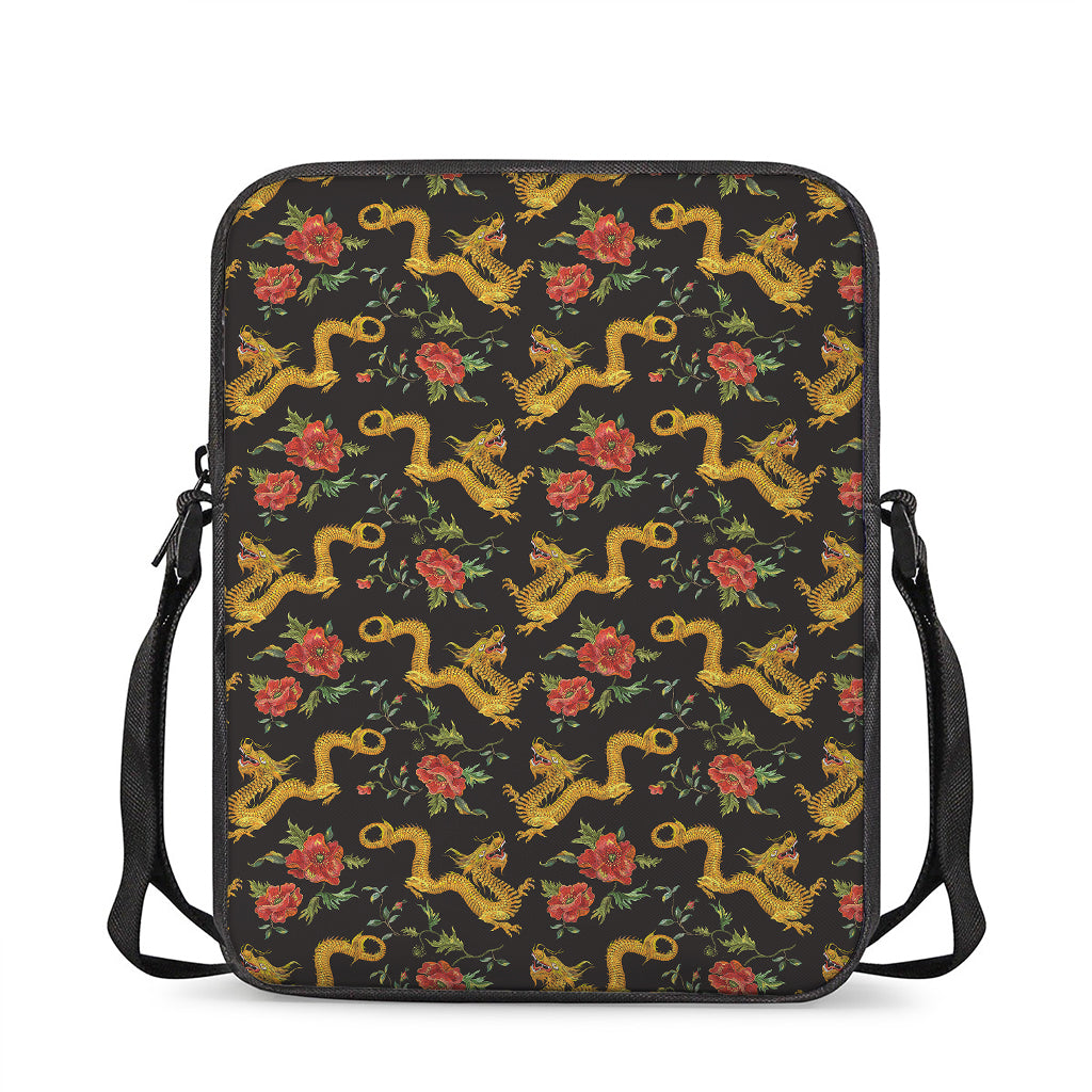 Embroidery Chinese Dragon Pattern Print Rectangular Crossbody Bag