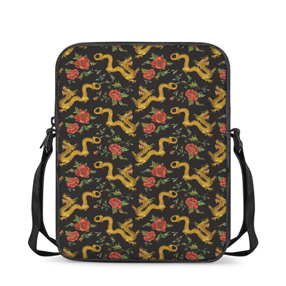 Embroidery Chinese Dragon Pattern Print Rectangular Crossbody Bag