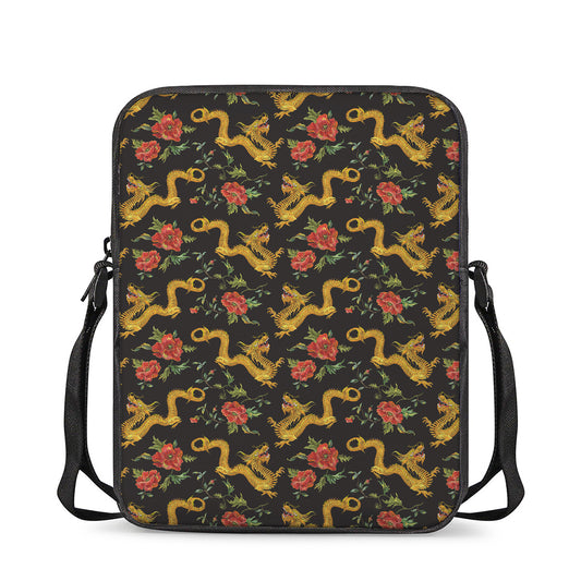 Embroidery Chinese Dragon Pattern Print Rectangular Crossbody Bag