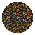 Embroidery Chinese Dragon Pattern Print Round Floor Mat