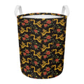 Embroidery Chinese Dragon Pattern Print Round Laundry Basket