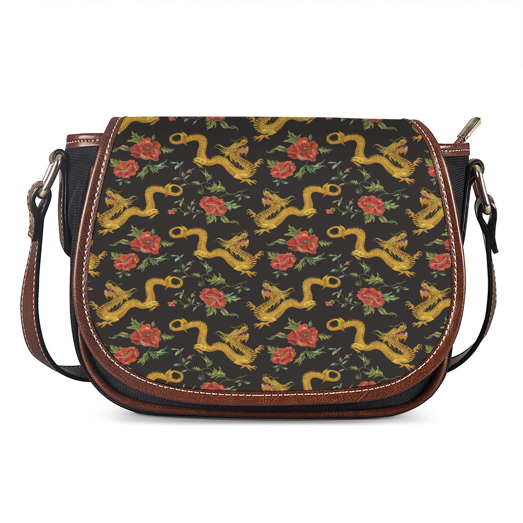 Embroidery Chinese Dragon Pattern Print Saddle Bag