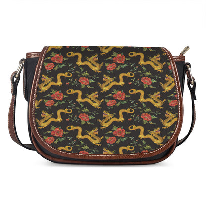 Embroidery Chinese Dragon Pattern Print Saddle Bag