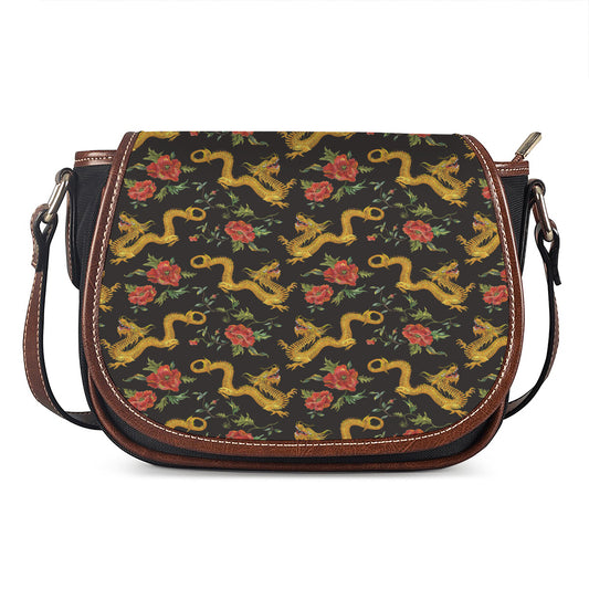Embroidery Chinese Dragon Pattern Print Saddle Bag