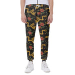 Embroidery Chinese Dragon Pattern Print Scuba Joggers