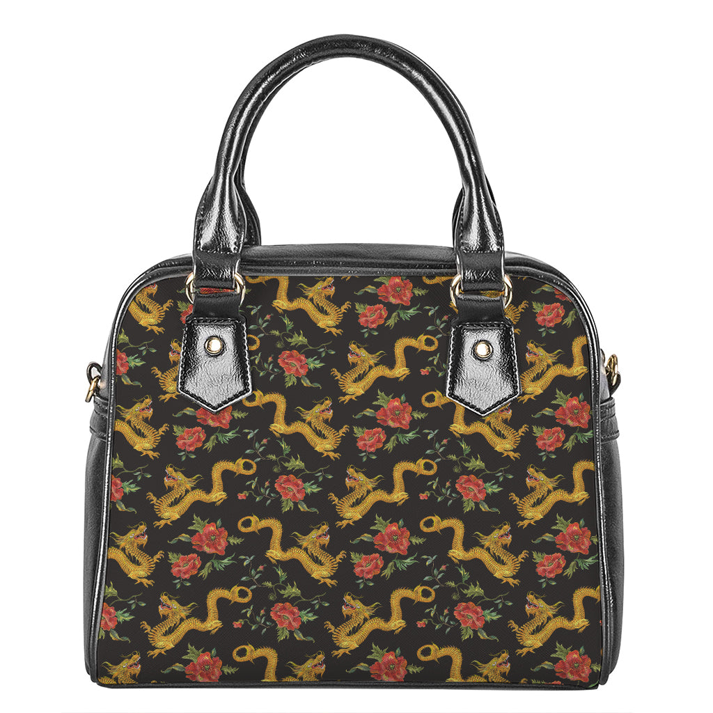 Embroidery Chinese Dragon Pattern Print Shoulder Handbag