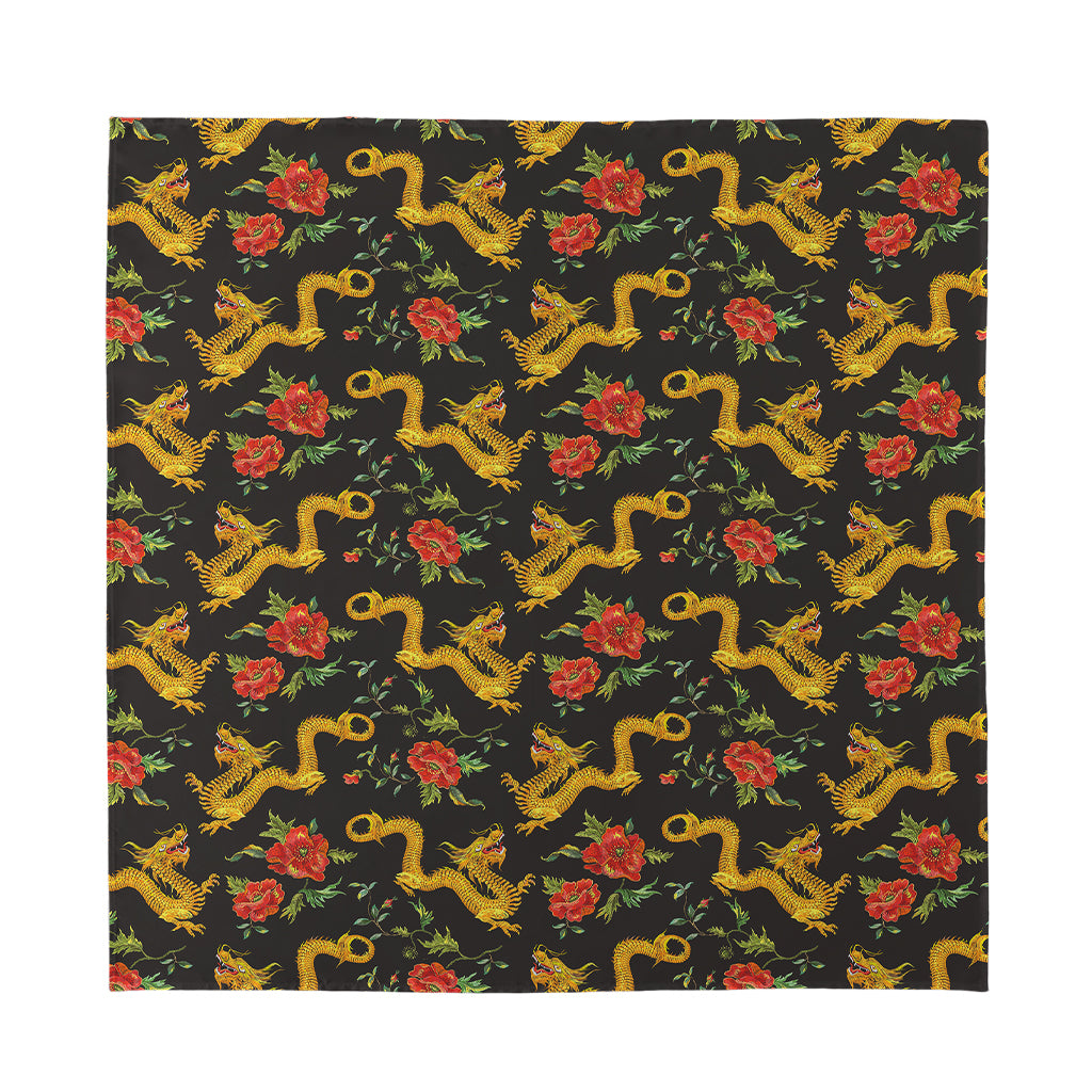 Embroidery Chinese Dragon Pattern Print Silk Bandana