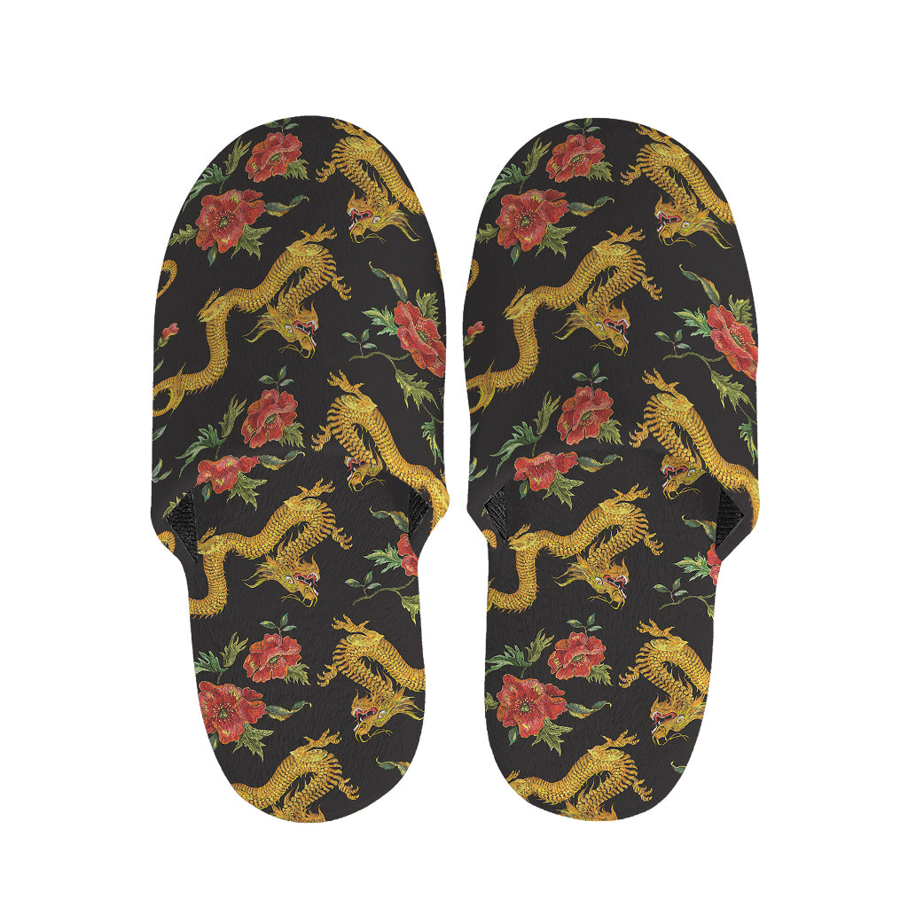 Embroidery Chinese Dragon Pattern Print Slippers