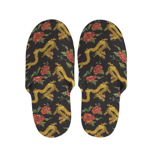 Embroidery Chinese Dragon Pattern Print Slippers