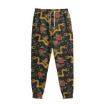 Embroidery Chinese Dragon Pattern Print Sweatpants