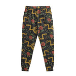Embroidery Chinese Dragon Pattern Print Sweatpants