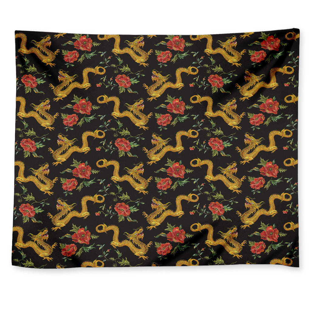 Embroidery Chinese Dragon Pattern Print Tapestry
