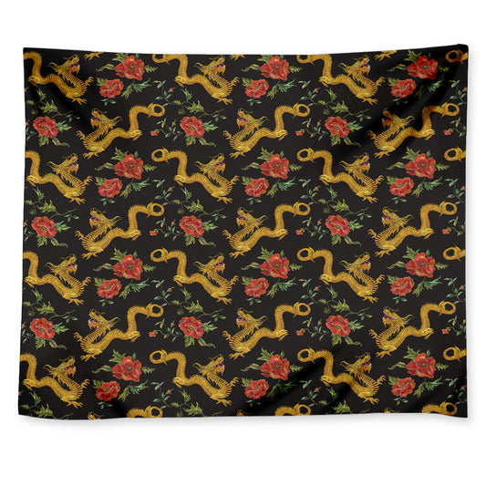 Embroidery Chinese Dragon Pattern Print Tapestry