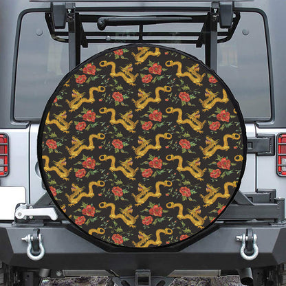 Embroidery Chinese Dragon Pattern Print Tire Cover