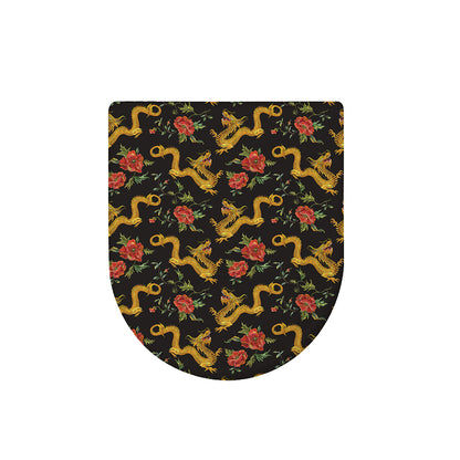 Embroidery Chinese Dragon Pattern Print Toilet Lid Cover