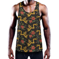 Embroidery Chinese Dragon Pattern Print Men's Workout Tank Top