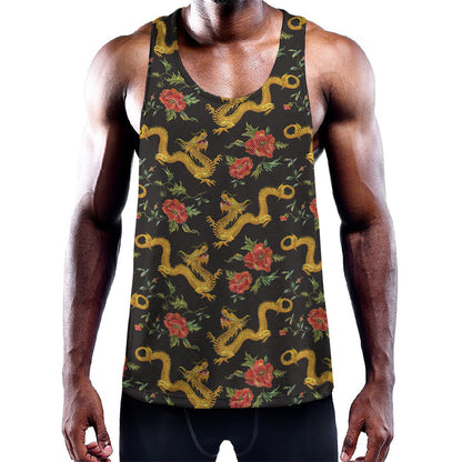 Embroidery Chinese Dragon Pattern Print Training Tank Top